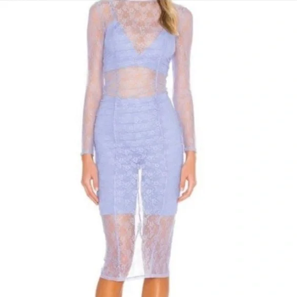 Song Of Style Dresses | New Song Of Style Livvy Sheer Lilac Purple Periwinkle Midi Dress Lace Xxs | Color: Purple | Size: Xxs | Michhhe's Closet Song Of Style Dresses | New Song Of Style Livvy Sheer Lilac Purple Periwinkle Midi Dress Lace Xxs | Color: Purple | Size: Xxs | Michhhe's Closet